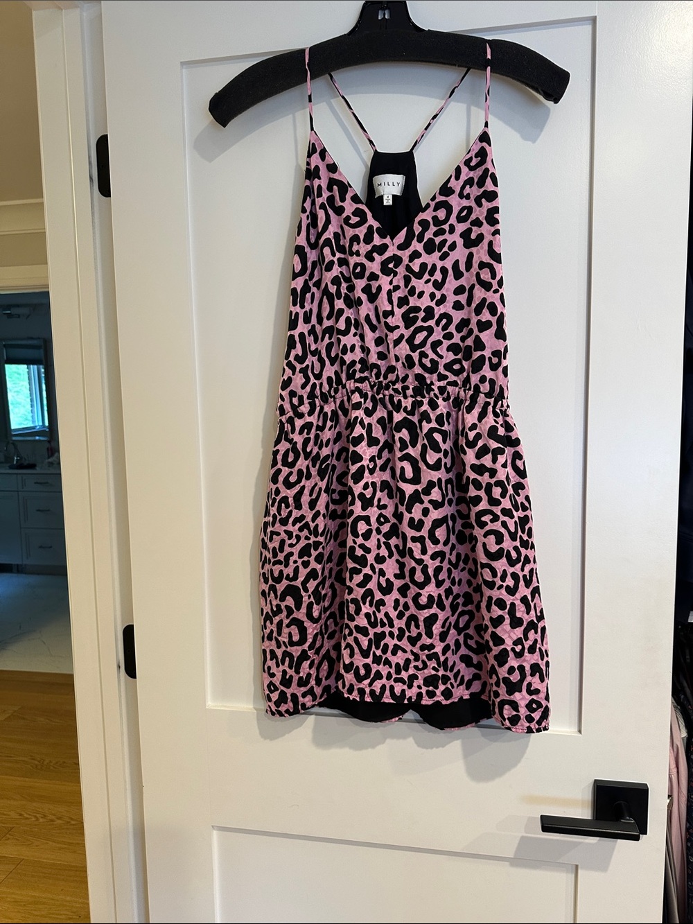Milly Pink and Black Leopard Print Mini Dress